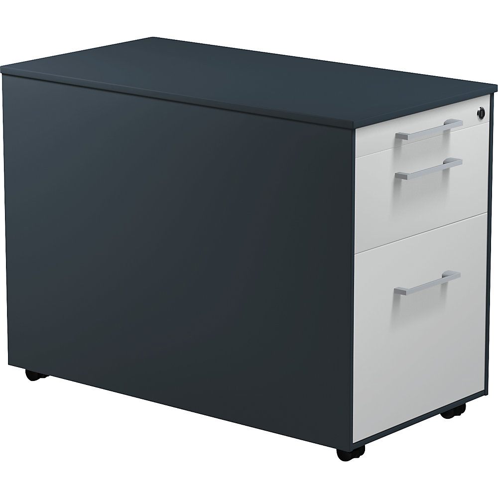 Mauser Verrijdbaar ladeblok, h x d = 570 x 800 mm, 1 materiaallade, 1 hangmappenlade, antracietgrijs / lichtgrijs / antracietgrijs