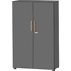Schäfer Shop Select Kast Start Off Wood, van hout, 4 OH, afsluitbaar, onderstel met glijpootjes, B 800 x D 420 X H 1470 mm, grafiet