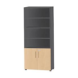 Schäfer Shop Select Schäfer Shop  Select Combikast Start Off, 6 ordnerhoogten, 2 ordnerhoogten met deur, afsluitbaar, B 800 x D 420 x H 2196 mm, grafiet/esdoorn