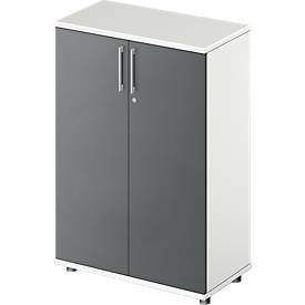 Schäfer Shop Genius Draaideurkast TETRIS WOOD – B 800 x D 421 x H 1160 mm (hoogte inclusief glijders) – 3 OH - wit en grafiet – ons merk 