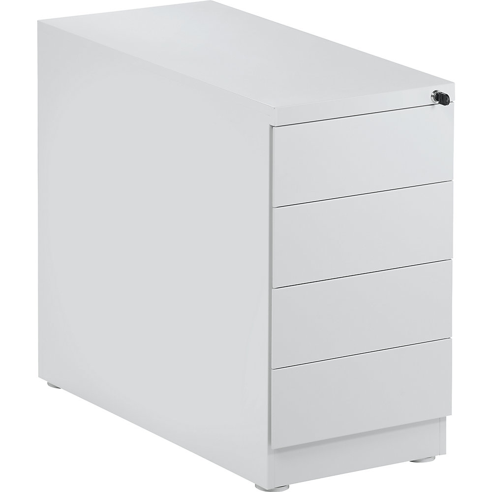 Eurokraft basic Staand ladeblok, staal, 4 materiaalladen, lichtgrijs