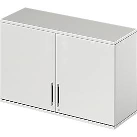 Schäfer Shop Genius Opzetkast TETRIS WOOD, 2 ordnerhoogten, B 1200 mm, afsluitbaar, lichtgrijs