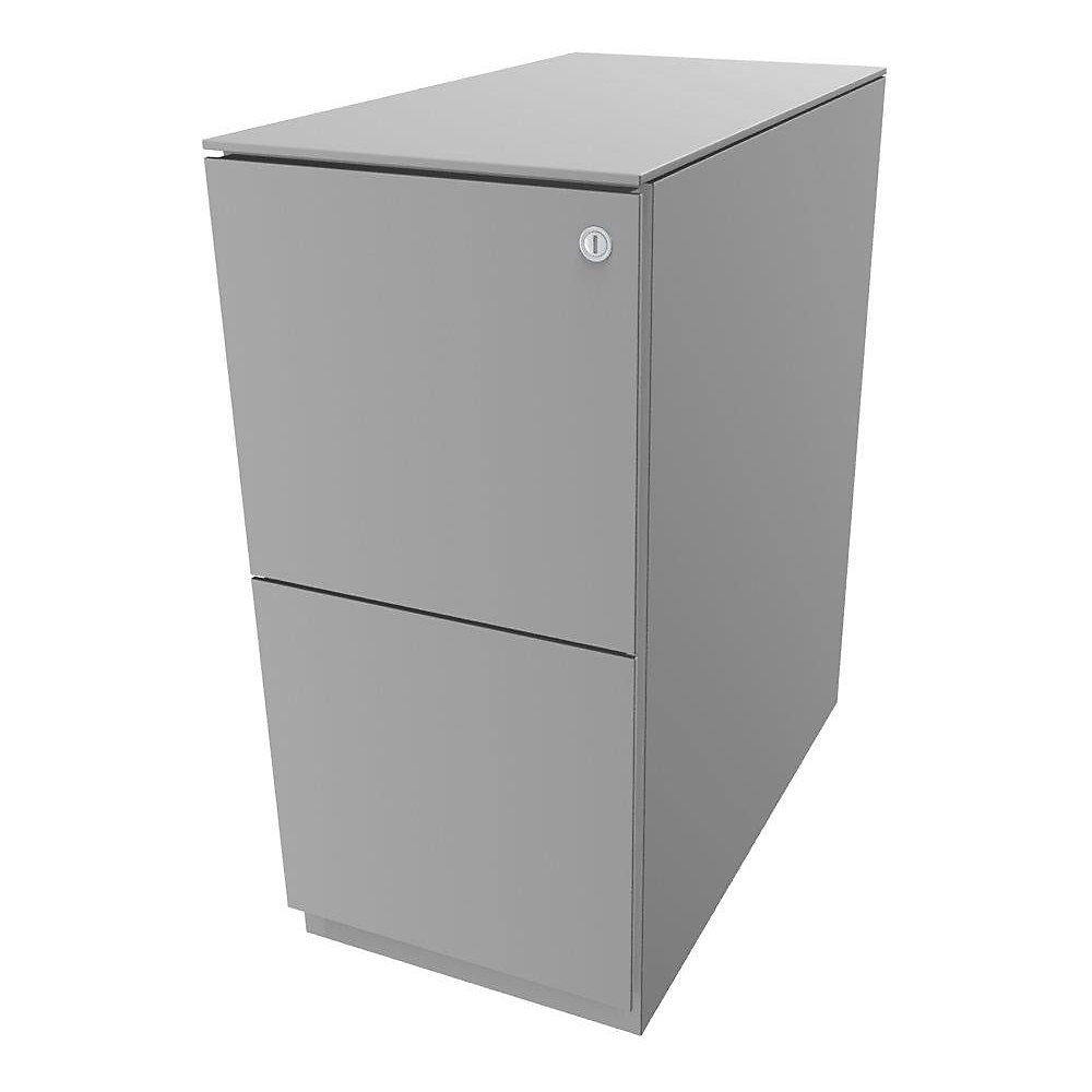 Bisley Verrijdbaar ladeblok Note™, met 2 hangmappenladen, h x b = 652 x 300 mm, met top, lichtgrijs