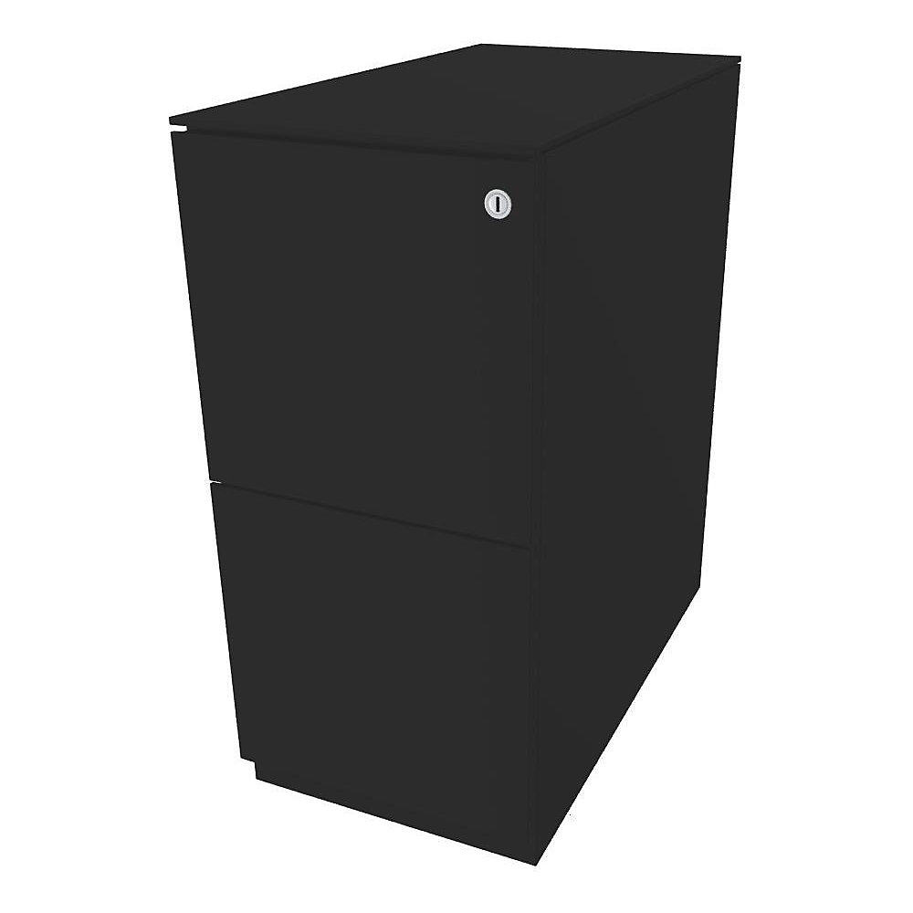 Bisley Verrijdbaar ladeblok Note™, met 2 hangmappenladen, h x b = 652 x 300 mm, met top, zwart