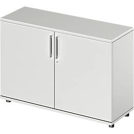 Schäfer Shop Genius Vleugeldeurkast TETRIS WOOD - B 1200 x D 421 x H 800 mm - 2 OH - hoogte inclusief glijders - lichtgrijs - ons merk 