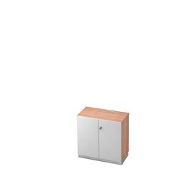 Archiefkast, 2 ordnerhoogten, B 800 x D 420 mm, notenhoutpatroon/zilver