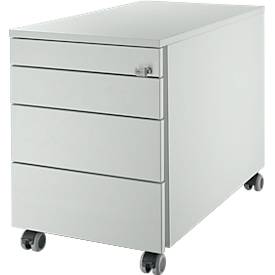 Schäfer Shop Select verrijdbare ladeblok 1233, met greepgroef, B 435 x H 567 mm, lichtgrijs/lichtgrijs/lichtgrijs