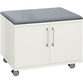 Schäfer Shop Select Rolkast, met zitfunctie, B 800 x D 450 x H 590 mm, wit