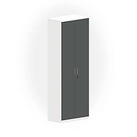 Vleugeldeurkast NEVADA - houten - B 800 x D 445 x H 2225 mm - 6 OH - wit en donkergrijs