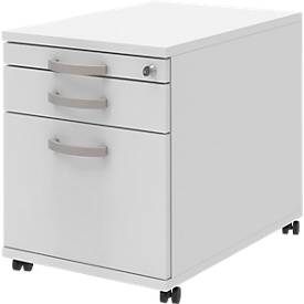 Verrijdbaar ladeblok BARI, hangmappenlade, materiaallade, 1 schuiflade, B 432 x D 577 x H 538 mm wit