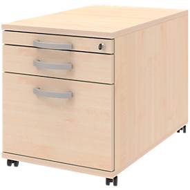 Verrijdbaar ladeblok BARI, hangmappenlade, materiaallade, 1 schuiflade, B 432 x D 577 x H 538 mm esdoornpatroon