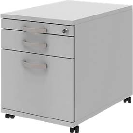 Verrijdbaar ladeblok BARI, hangmappenlade, materiaallade, 1 schuiflade, B 432 x D 577 x H 538 mm lichtgrijs