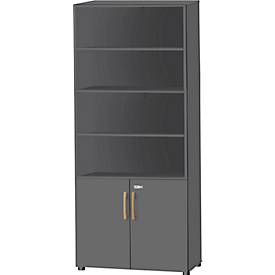 Schäfer Shop Select combinatiekast Start Off Wood, 6 OH, afsluitbaar, B 800 x D 420 x H 2240 mm, hout, grafiet