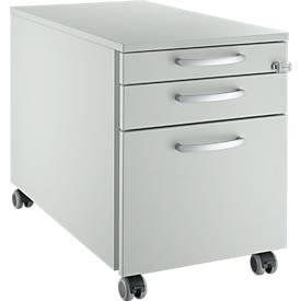Schäfer Shop Select mobiele sokkel 126, 1 lade, HR & utensil pull-out, ronde grepen, lichtgrijs/lichtgrijs/lichtgrijs