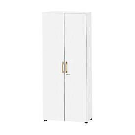 Schäfer Shop Select Kast Start Off Wood, van hout, 4 OH, afsluitbaar, onderstel met glijpootjes, B 800 x D 420 X H 2196 mm, wit