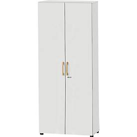 Schäfer Shop Select Kast Start Off Wood, van hout, 4 OH, afsluitbaar, onderstel met glijpootjes, B 800 x D 420 X H 2196 mm, lichtgrijs