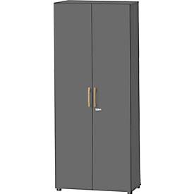 Schäfer Shop Select Kast Start Off Wood, van hout, 4 OH, afsluitbaar, onderstel met glijpootjes, B 800 x D 420 X H 2196 mm, grafiet