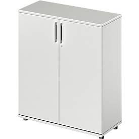 Schäfer Shop Genius Draaideurkast TETRIS WOOD – B 1000 x D 421 x H 1160 mm (hoogte inclusief glijders) – 3 OH - lichtgrijs – ons merk 