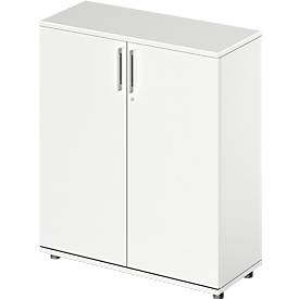 Schäfer Shop Genius Draaideurkast TETRIS WOOD – B 1000 x D 421 x H 1160 mm (hoogte inclusief glijders) – 3 OH - wit – ons merk 