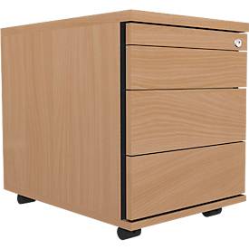 Schäfer Shop Select Verrijdbaar ladeblok 1233, materiaallade + schuifladen, afsluitbaar, spaanplaat, B 428 x D 600 x H 540 mm, beuken