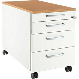 Schäfer Shop Select Schäfer Shop  Select Verrijdbaar ladeblok 1233, 4 schuifladen, Handgreep rond wit/blank aluminium/beukenpatroon