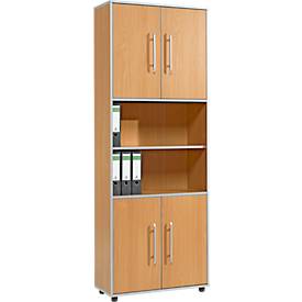 Schäfer Shop Select Schäfer Shop  Select Combikast Moxxo IQ, hout, 4 vleugeldeuren, 2 open vakken, 6 ordnerhoogten, B 801 x D 362 x H 2166 mm, beukenpatroon