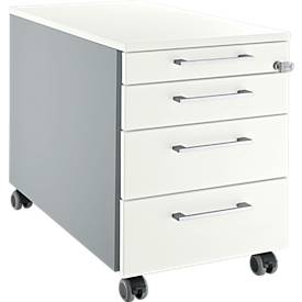 Schäfer Shop Select mobiele container 1233, met vierkant handvat, blank aluminium/wit