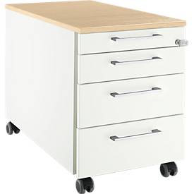 Schäfer Shop Select Schäfer Shop  Select Verrijdbaar ladeblok 1233, 4 schuifladen, Hoekgreep wit/esdoornpatroon
