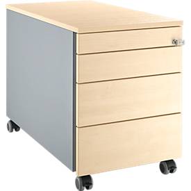 Schäfer Shop Genius Schäfer Shop  Genius Verrijdbaar ladeblok 1233, met greepuitsparing B 435 x H 577 mm, blank aluminium/blank aluminium/esdoornpatroon