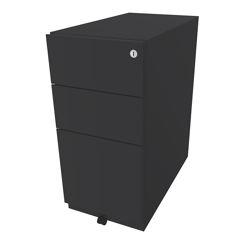 Bisley Verrijdbaar ladeblok Note™, met 2 universele laden, 1 hangmappenlade, h x b x d = 645 x 300 x 565 mm, antracietgrijs