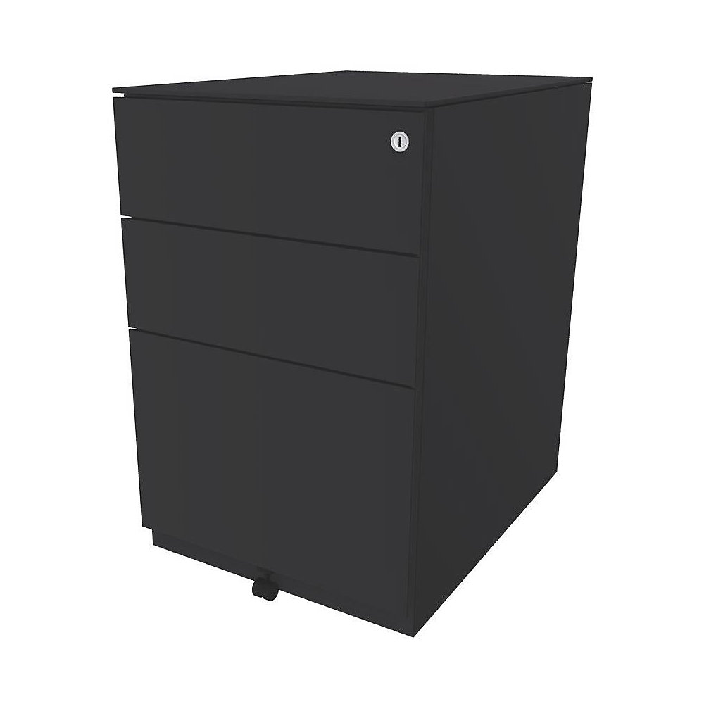 Bisley Verrijdbaar ladeblok Note™, met 2 universele laden, 1 hangmappenlade, h x b x d = 652 x 420 x 565 mm, met top, antracietgrijs