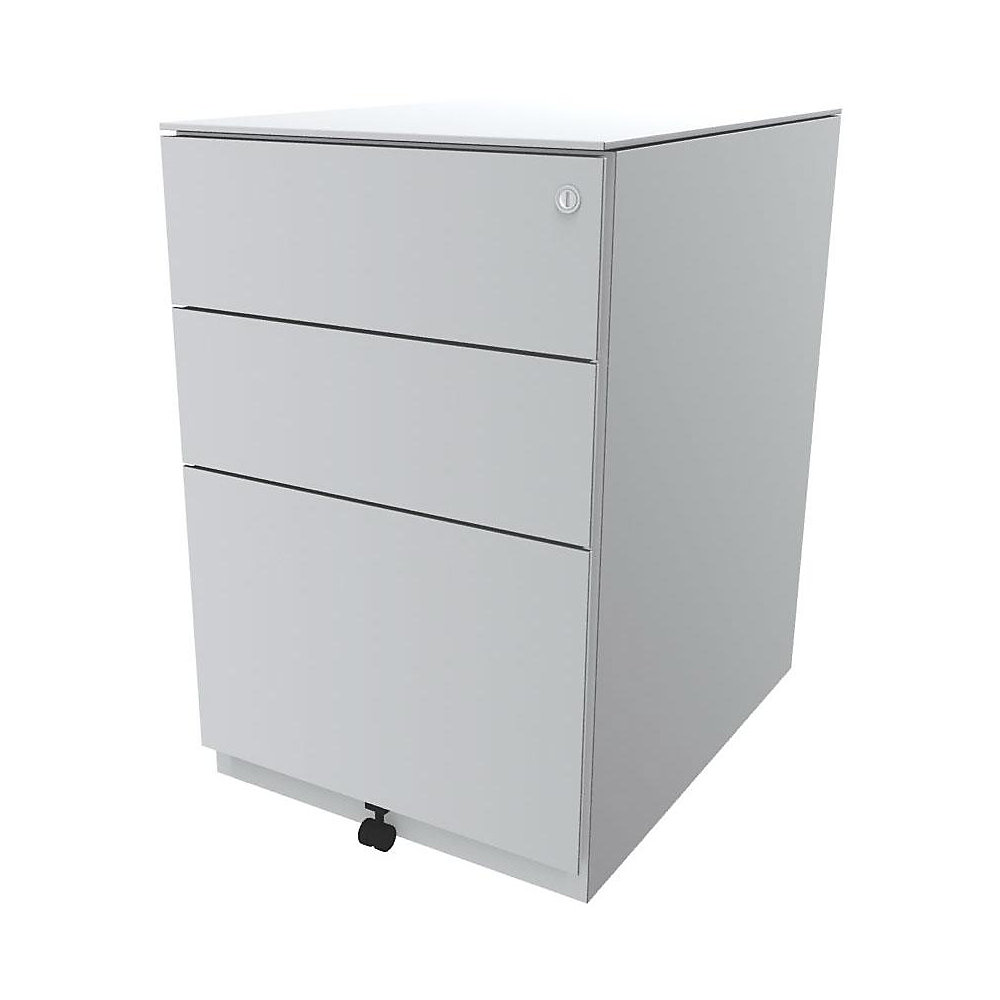 Bisley Verrijdbaar ladeblok Note™, met 2 universele laden, 1 hangmappenlade, h x b x d = 652 x 420 x 565 mm, met top, verkeerswit