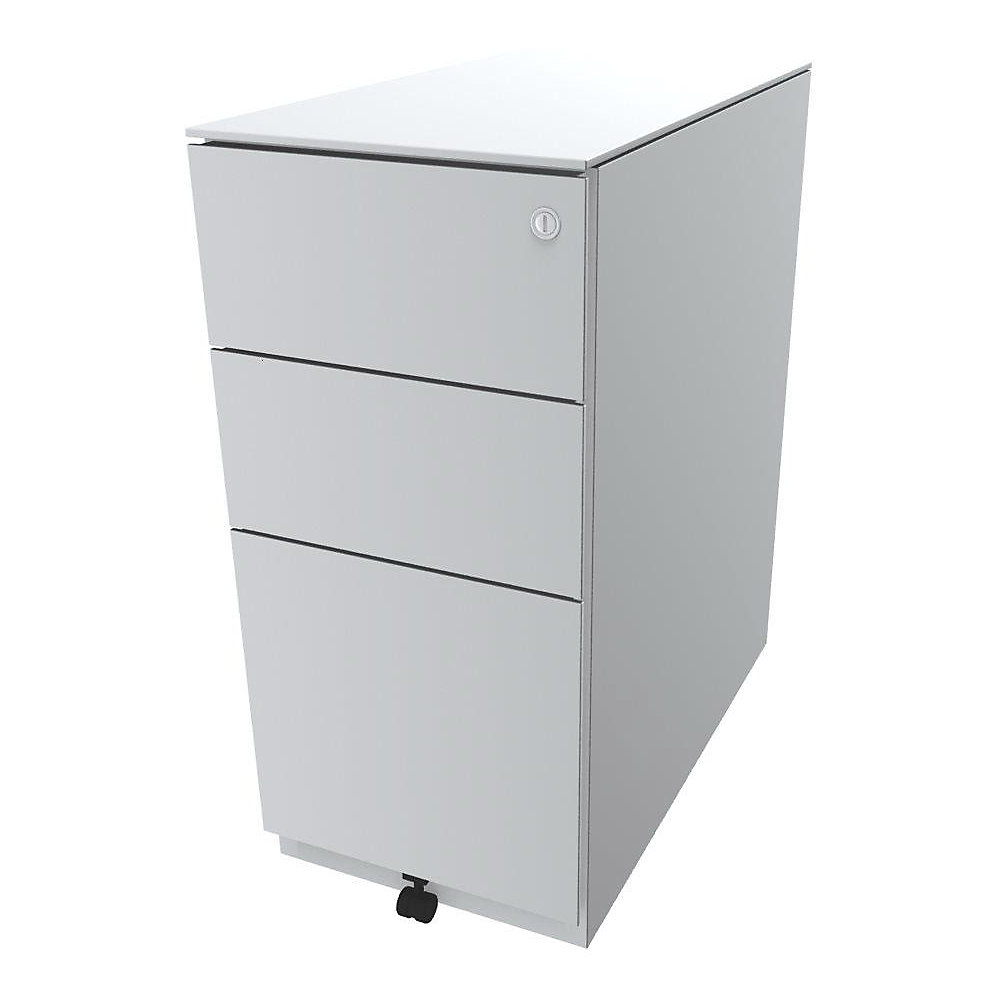 Bisley Verrijdbaar ladeblok Note™, met 2 universele laden, 1 hangmappenlade, h x b x d = 652 x 300 x 565 mm, met top, verkeerswit
