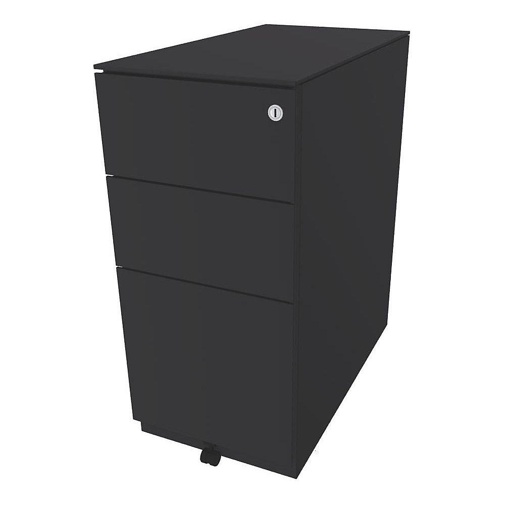 Bisley Verrijdbaar ladeblok Note™, met 2 universele laden, 1 hangmappenlade, h x b x d = 652 x 300 x 565 mm, met top, antracietgrijs