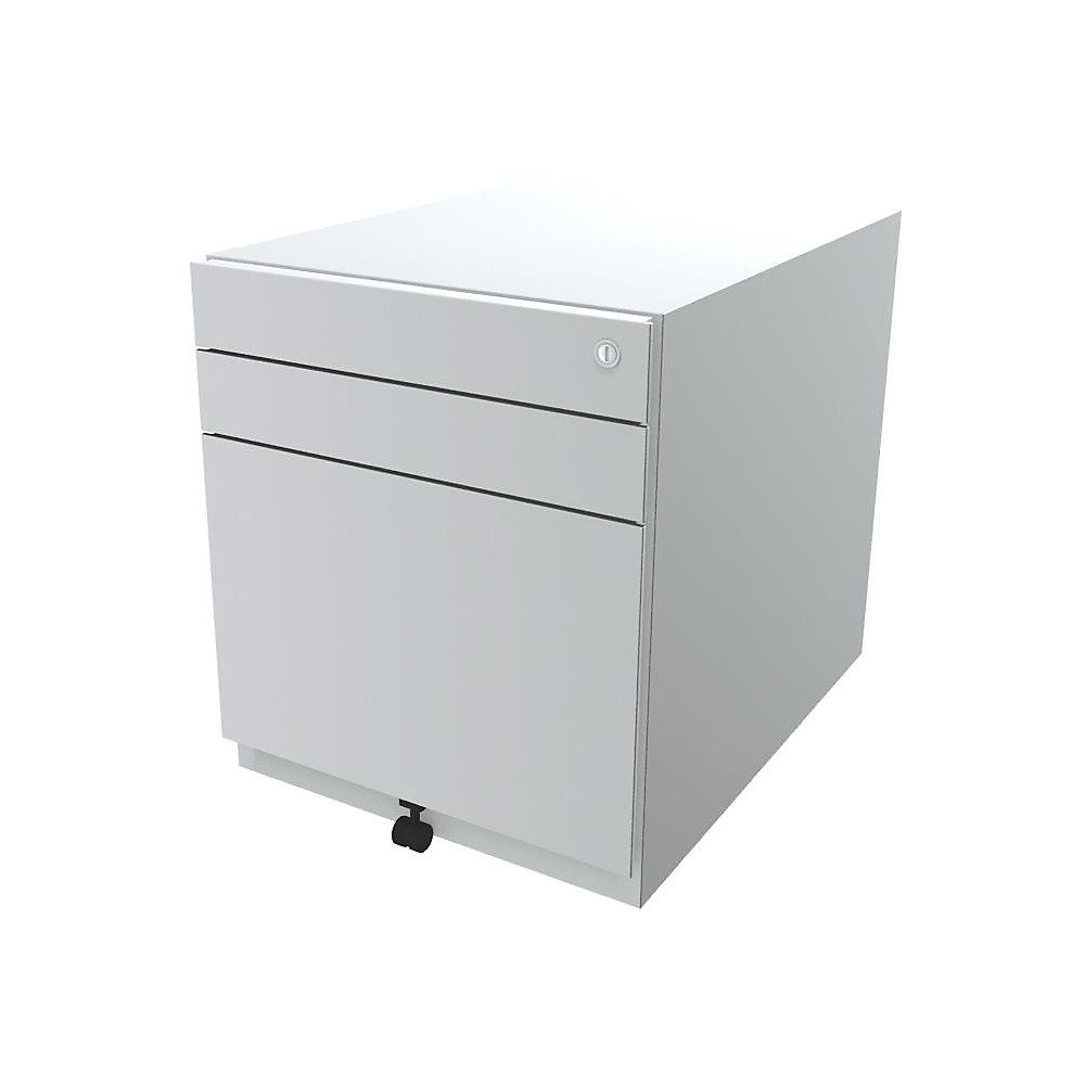 Bisley Verrijdbaar ladeblok Note™, met 2 universele laden, 1 hangmappenlade, h x b x d = 565 x 420 x 565 mm, verkeerswit