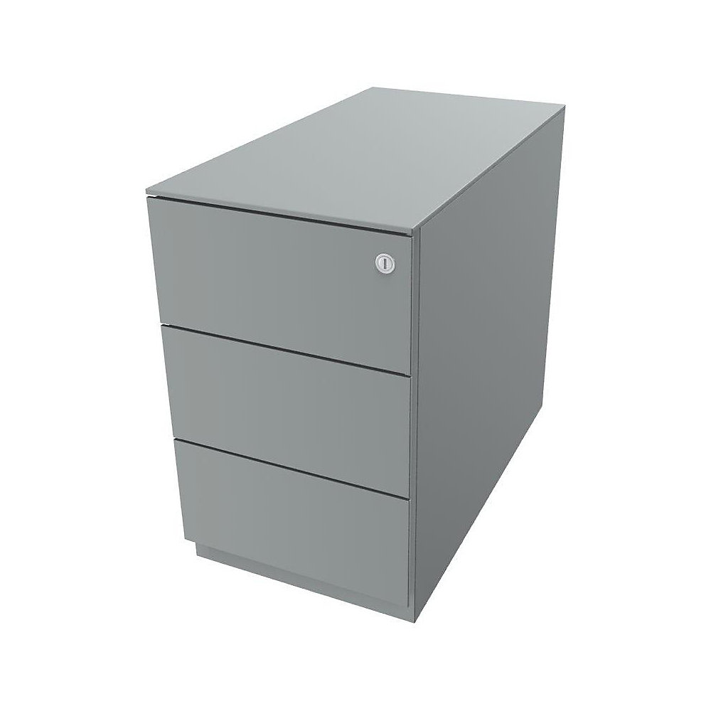 Bisley Verrijdbaar ladeblok Note™, met 3 universele laden, h x b x d = 502 x 300 x 565 mm, met greeplijst en top, zilverkleurig