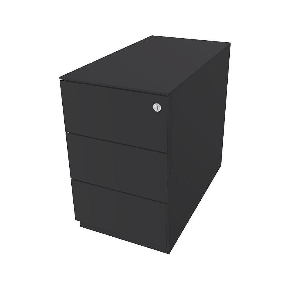 Bisley Verrijdbaar ladeblok Note™, met 3 universele laden, h x b x d = 502 x 300 x 565 mm, met greeplijst en top, antracietgrijs