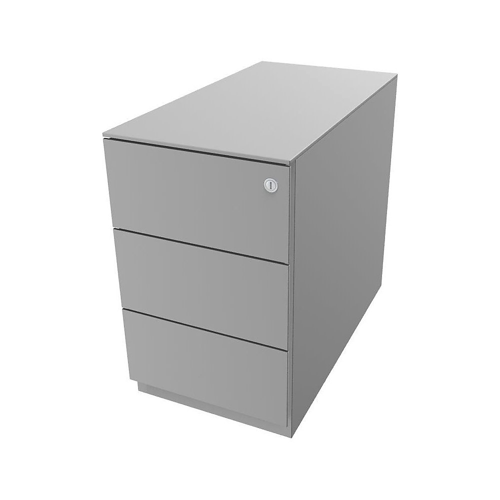 Bisley Verrijdbaar ladeblok Note™, met 3 universele laden, h x b x d = 502 x 300 x 565 mm, met greeplijst en top, lichtgrijs