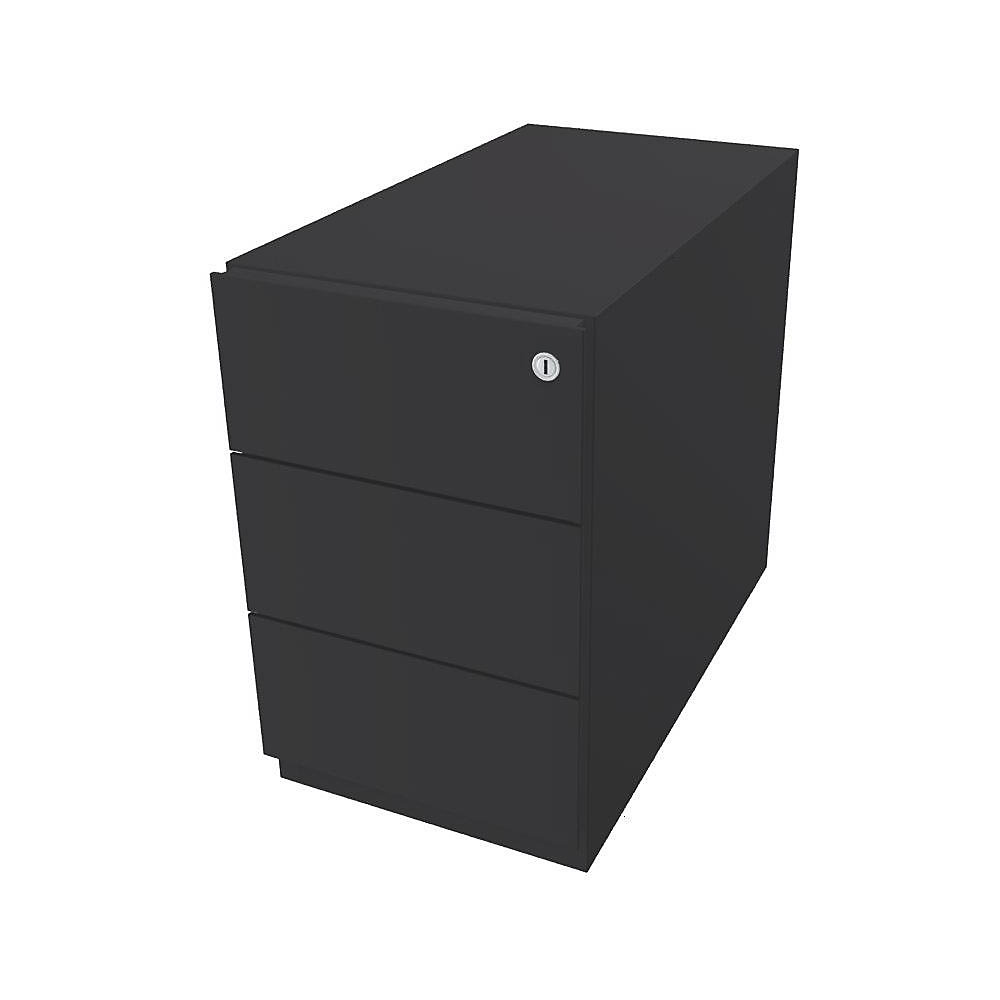 Bisley Verrijdbaar ladeblok Note™, met 3 universele laden, h x b x d = 495 x 300 x 565 mm, met greeplijst, antracietgrijs