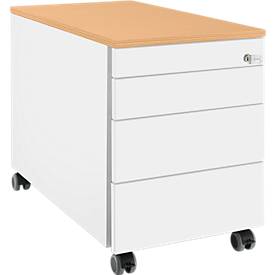 Schäfer Shop Genius Schäfer Shop  Genius Verrijdbaar ladeblok 1233, wit/blank aluminium/beukenpatroon