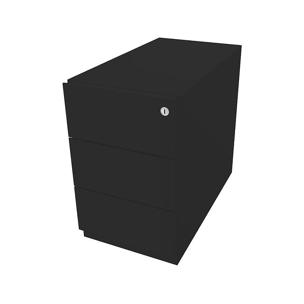 Bisley Verrijdbaar ladeblok Note™, met 3 universele laden, h x b x d = 495 x 300 x 565 mm, met greeplijst, zwart