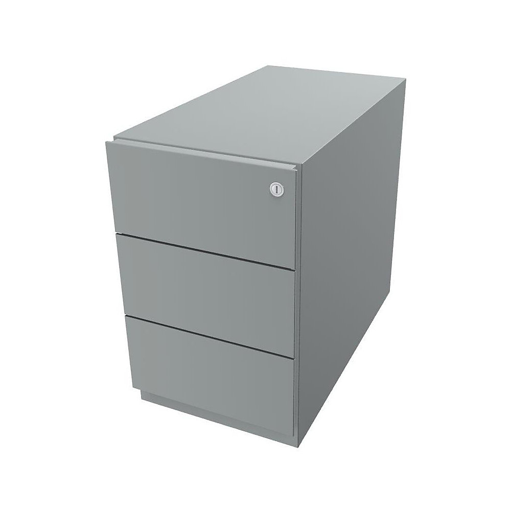 Bisley Verrijdbaar ladeblok Note™, met 3 universele laden, h x b x d = 495 x 300 x 565 mm, met greeplijst, zilverkleurig