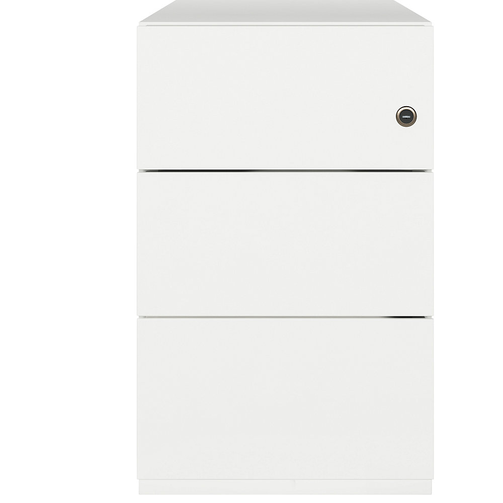 Bisley Verrijdbaar ladeblok Note™, met 3 universele laden, h x b x d = 495 x 300 x 565 mm, met greeplijst, verkeerswit