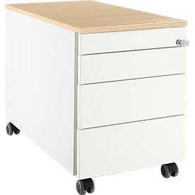 Schäfer Shop Select Schäfer Shop  Select Verrijdbaar ladeblok 1233, 4 schuifladen, met greepuitsparing wit/esdoornpatroon