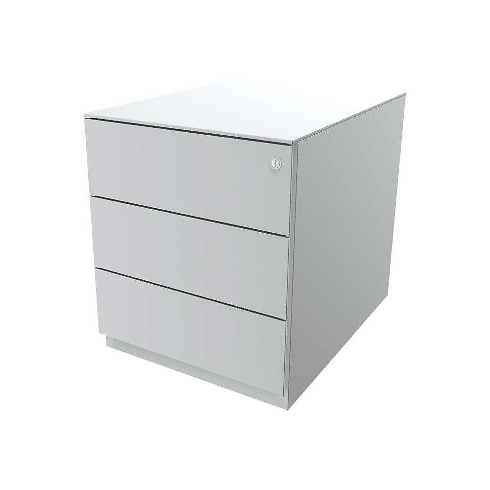 Bisley Verrijdbaar ladeblok Note™, met 3 universele laden, h x b x d = 502 x 420 x 565 mm, met greeplijst en top, verkeerswit