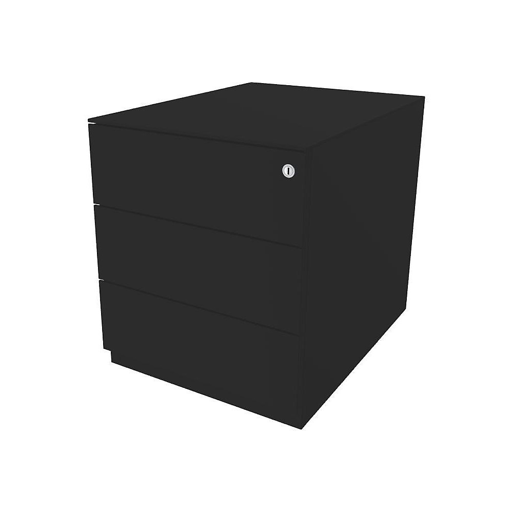 Bisley Verrijdbaar ladeblok Note™, met 3 universele laden, h x b x d = 502 x 420 x 565 mm, met greeplijst en top, zwart