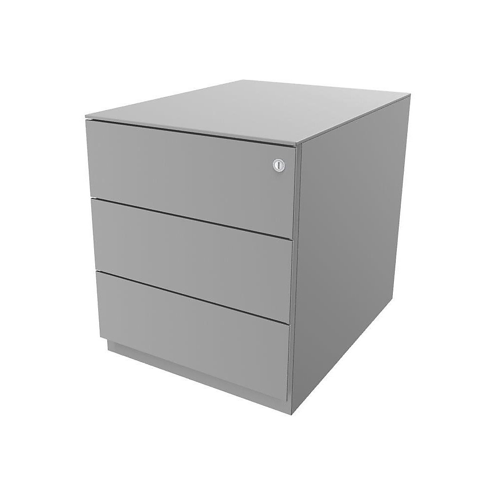 Bisley Verrijdbaar ladeblok Note™, met 3 universele laden, h x b x d = 502 x 420 x 565 mm, met greeplijst en top, lichtgrijs