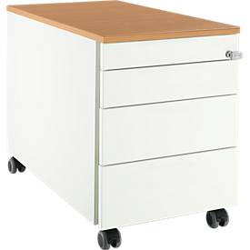 Schäfer Shop Select Schäfer Shop  Select Verrijdbaar ladeblok 1233, 4 schuifladen, met greepuitsparing wit/blank aluminium/beukenpatroon