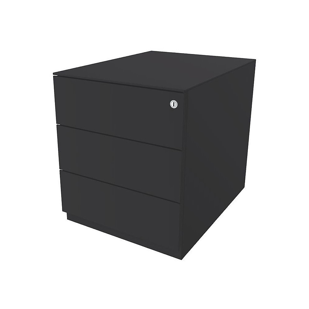 Bisley Verrijdbaar ladeblok Note™, met 3 universele laden, h x b x d = 502 x 420 x 565 mm, met greeplijst en top, antracietgrijs