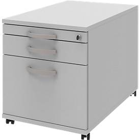 Verrijdbaar ladeblok BARI, hangmappenlade, materiaallade, 1 schuiflade, B 432 x D 800 x H 538 mm lichtgrijs